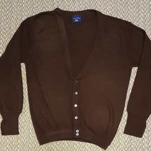 Men's Harbor Bay Big And Tall Chocolate Brown Cardigan Sweater